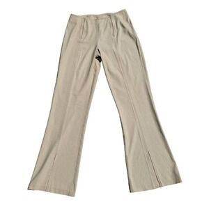 Vtg 70s Boho Hippie Flare Pants Sz 6T Tall Long‎ Tan Mid Rise Zipper Split Hem